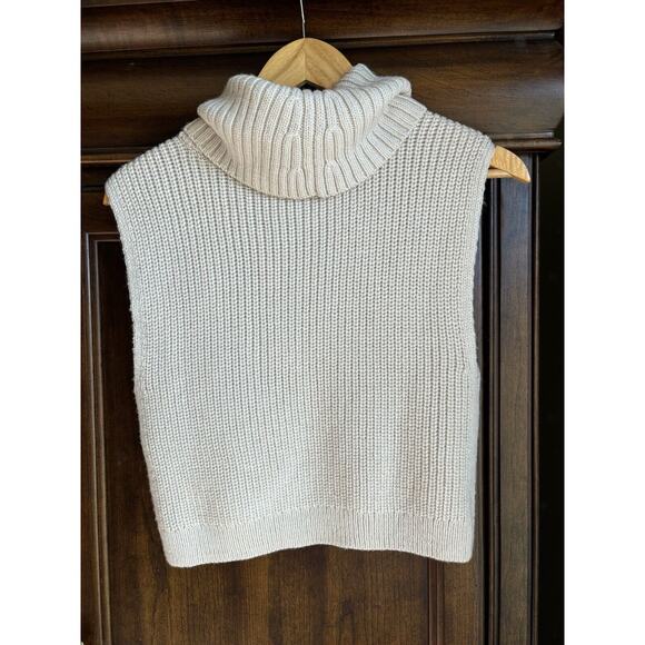 Sweater Vest S Chunky Sleeveless High Neck 100% Wool Old Money Quiet Luxury - Picture 2 of 6